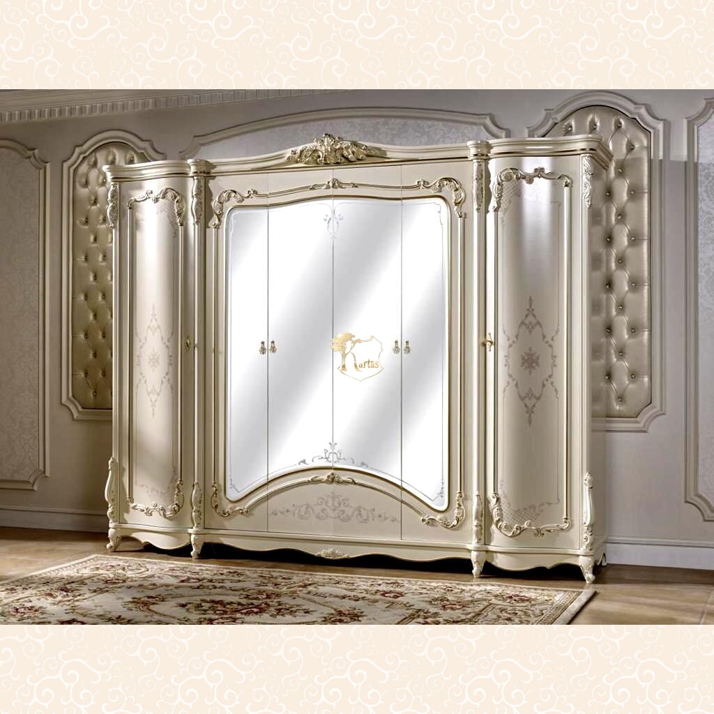 Шкаф 6-ти дверный Венеция (Цвет: Слоновая кость + Золото)  Слоновая кость + Золото
