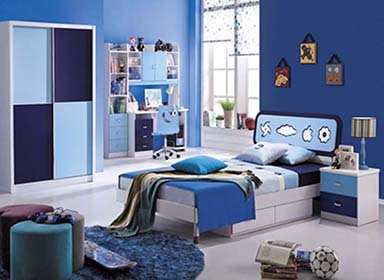 Спальня Bambino MK-4622-BL (кровать/МК-4600  тумбочка/МК-4601  шкаф/МК-4602) 0х0х0 Синий/Белый MK-4622-BL Синий/Белый