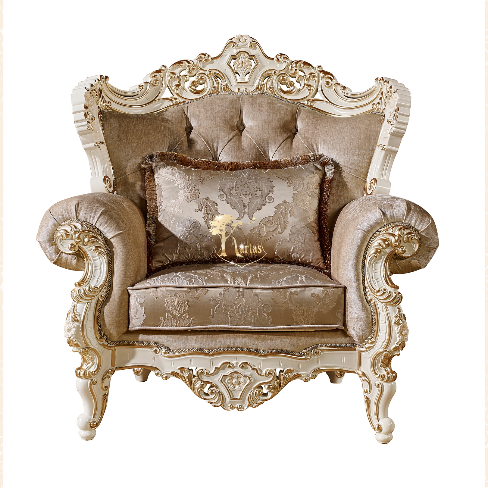 Кресло 1-местное Магдалена (Цвет: Слоновая кость + Золото)  Слоновая кость + Золото